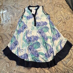 Seven Islands Swimsuit Coverup Blue Green & White